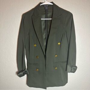 Stoosh Olive Green Blazer with Gold Buttons
